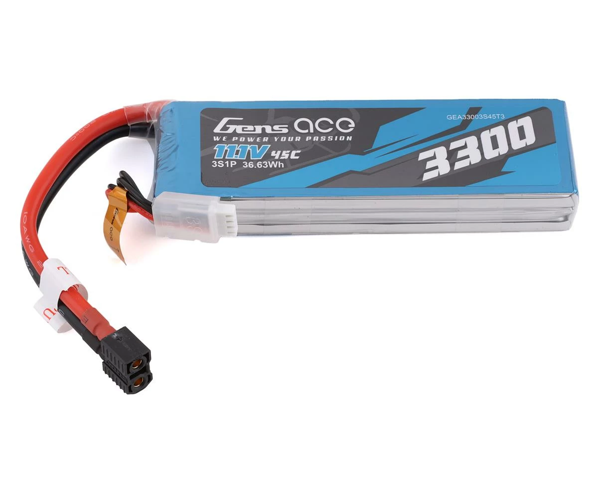 Gens Ace 3s LiPo Battery Pack 45C (11.1V/3300mAh) w/Universal Connector 1 Gens Ace 3s LiPo Battery Pack 45C (11.1V/3300mAh) w/Universal Connector