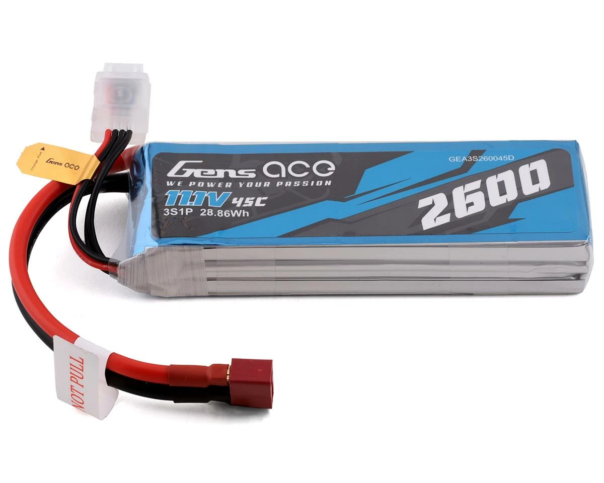 Gens Ace 3s LiPo Battery 45C (11.1V/2600mAh) w/T-Style Connector 1 Gens Ace 3s LiPo Battery 45C (11.1V/2600mAh) w/T-Style Connector
