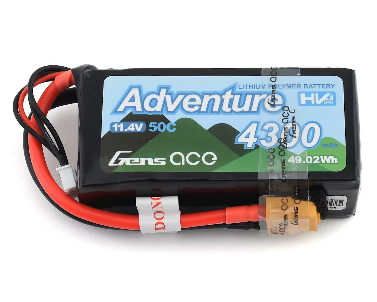 Gens Ace Adventure 3S 50C LiHV Battery Pack w/XT60 Connector (11.4V/4300mAh) 1 Gens Ace Adventure 3S 50C LiHV Battery Pack w/XT60 Connector (11.4V/4300mAh)
