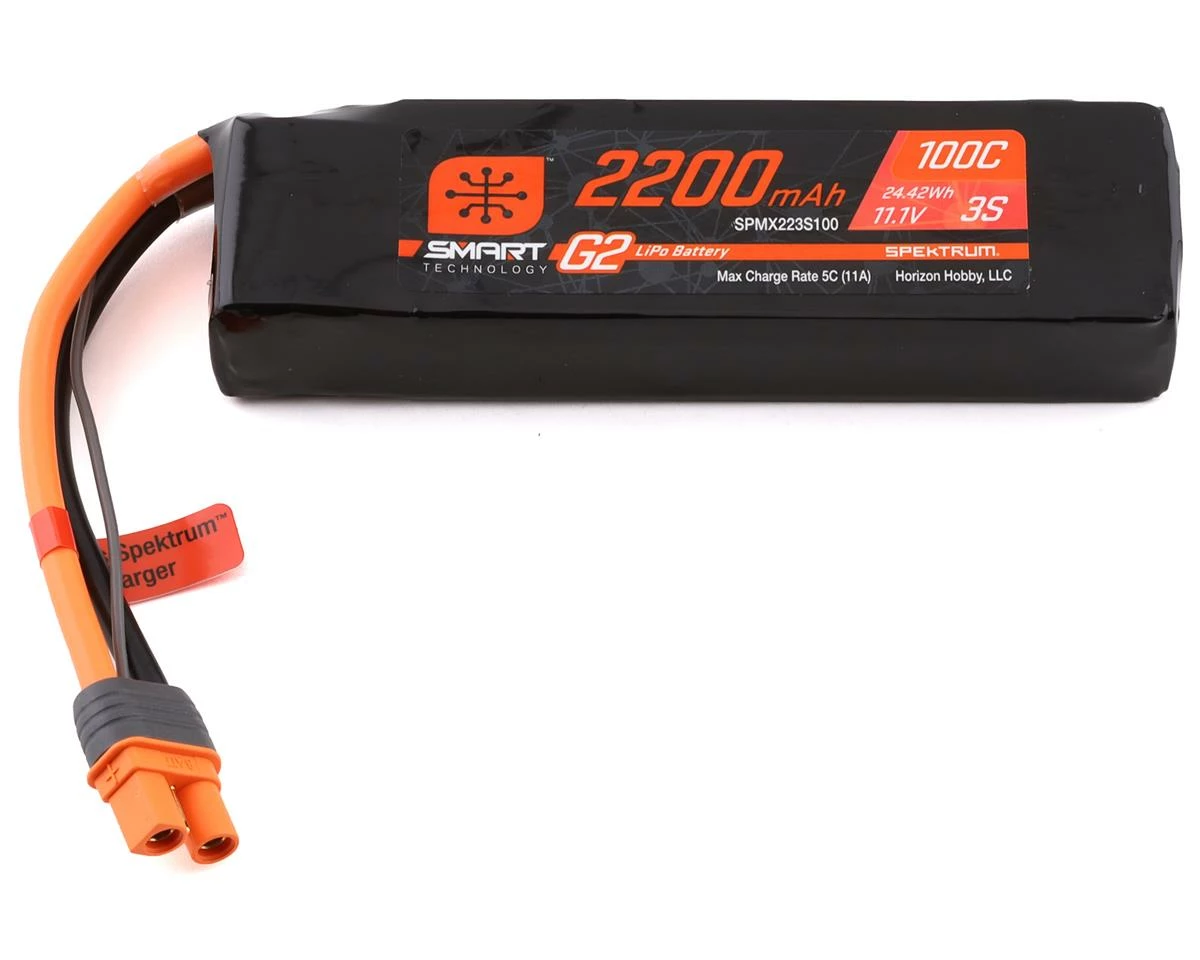 Spektrum RC 3S Smart G2 LiPo 100C Battery Pack (11.1V/2200mAh) w/IC3 Connector 1 Spektrum RC 3S Smart G2 LiPo 100C Battery Pack (11.1V/2200mAh) w/IC3 Connector